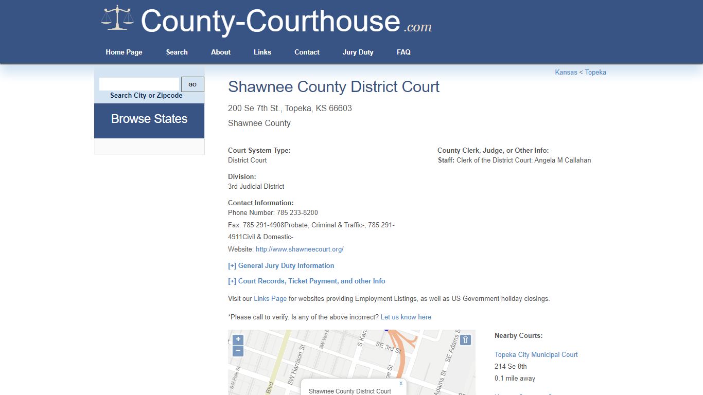 Shawnee County District Court in Topeka, KS - Court Information